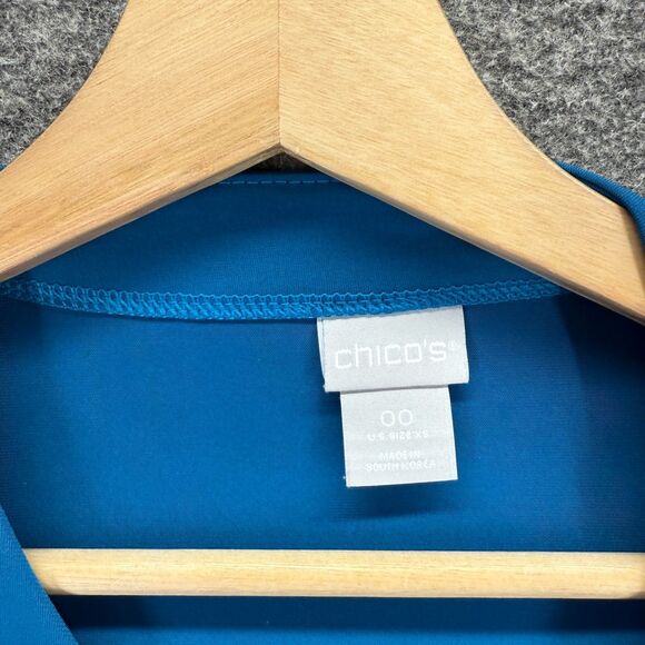 Chico's Blouse Women 00 Blue Long Sleeve Crew Neck Pullover Casual Solid - Picture 3 of 7